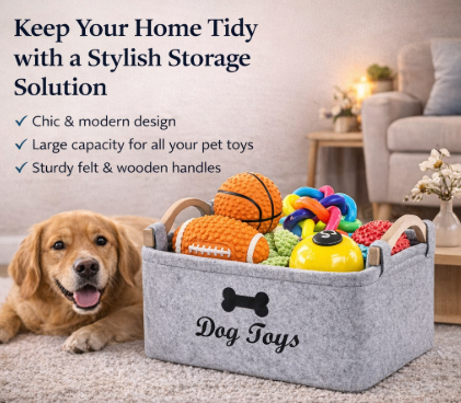 Dog Toy Storage Basket – Felt Organizer HomePaws