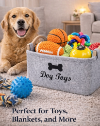 Dog Toy Storage Basket – Felt Organizer HomePaws