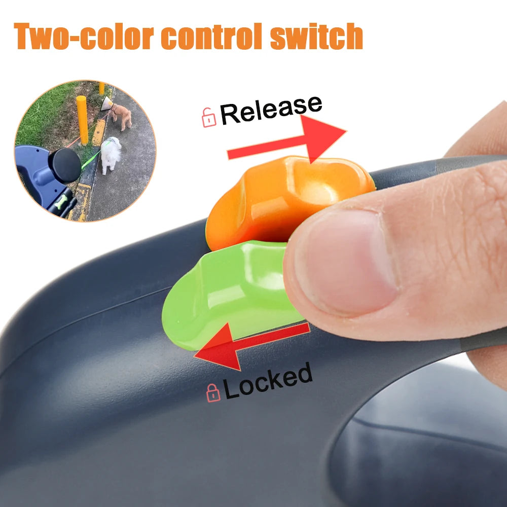 DuoWalk™ Retractable Dual Dog Leash – 3M with LED Light & 360° Swivel