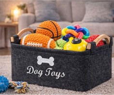 Dog Toy Storage Basket – Felt Organizer HomePaws