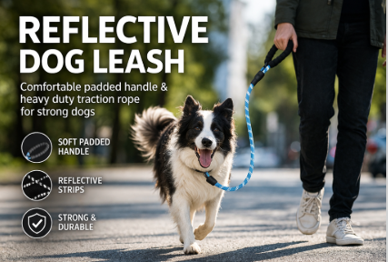 NightSafe Heavy Duty Dog Lead – Strong Reflective Leash