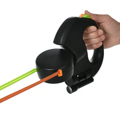 DuoWalk™ Retractable Dual Dog Leash – 3M with LED Light &amp; 360° Swivel