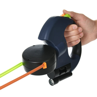 DuoWalk™ Retractable Dual Dog Leash – 3M with LED Light &amp; 360° Swivel