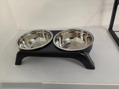 Elevated Cat Bowls, Dog Bowl,Stainless Steel Raised Cat Food Water Bowl Set with ABS  Anti Slip Stand for Indoor Cats