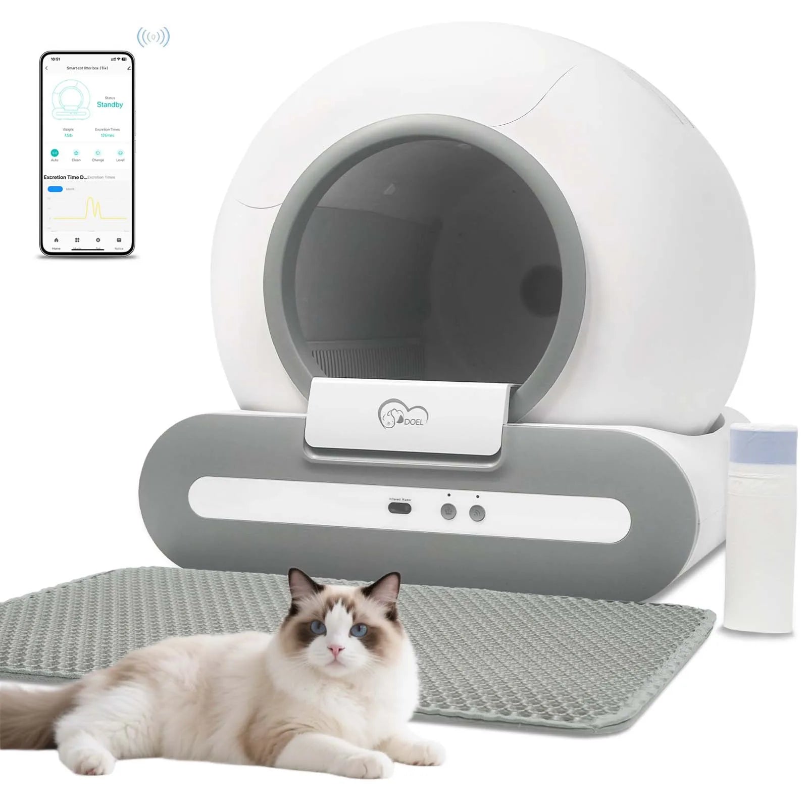 Smart Self-Cleaning Cat Litter Box 65L – Automatic &amp; App Controlled