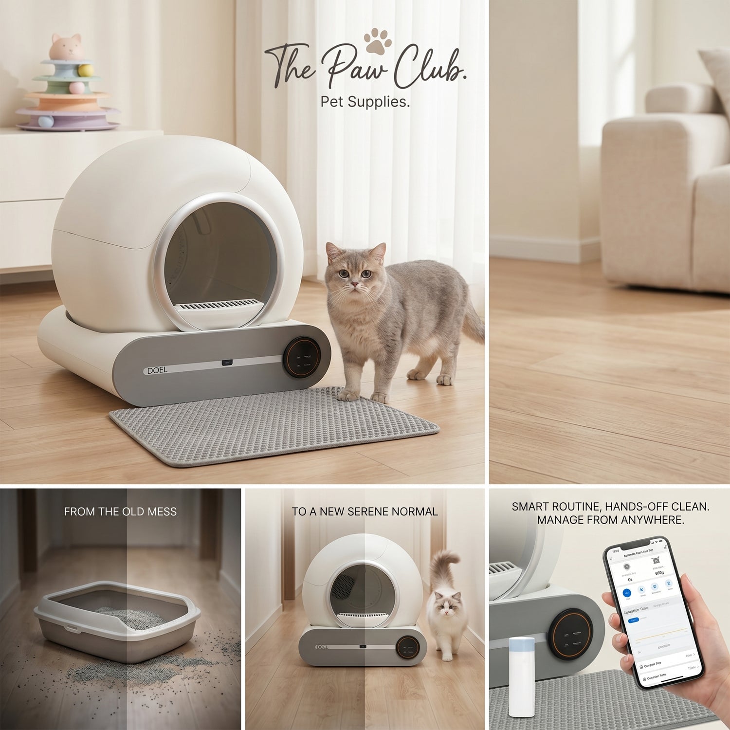 Smart Self-Cleaning Cat Litter Box 65L – Automatic &amp; App Controlled